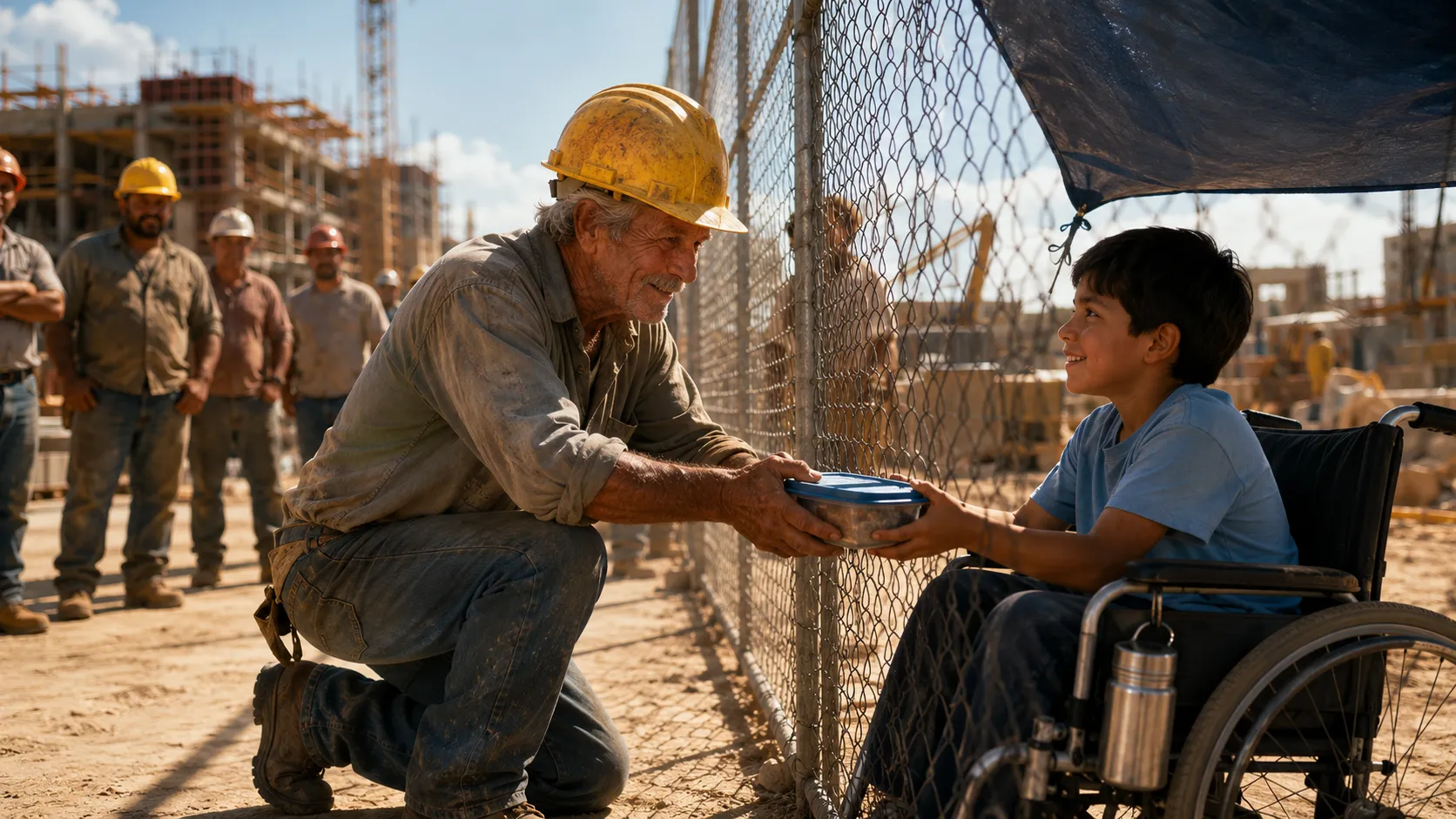 He Fed a Boy in a Wheelchair Without Knowing Who He Was — Then a Luxury Car Stopped at the Construction Gate