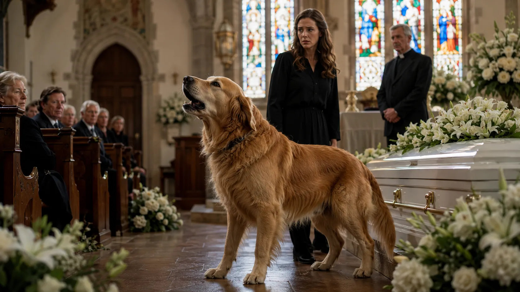 The Dog Barked at the Casket During the Funeral — Then Everyone Learned Why the Priest Wanted Him Removed