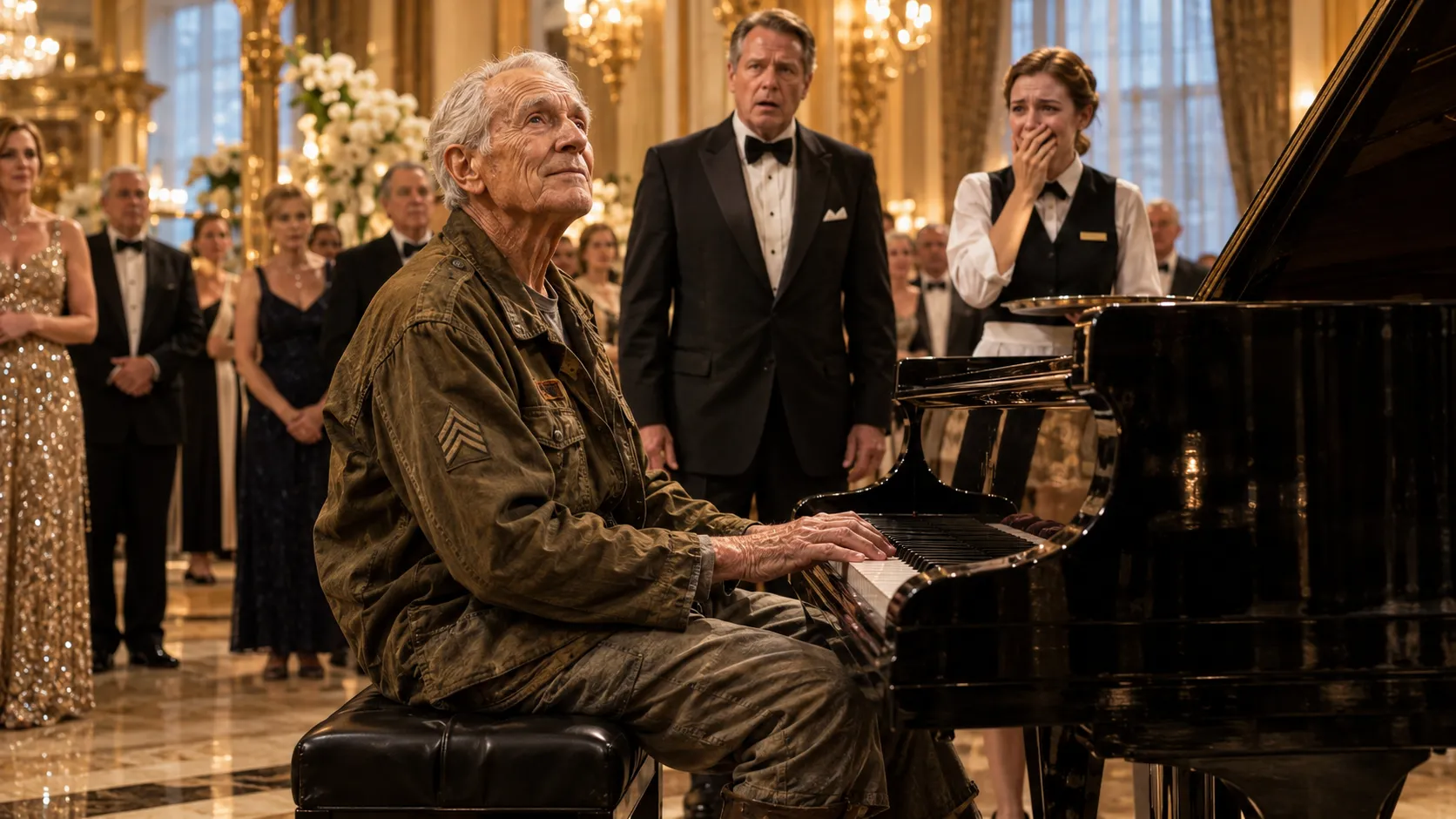 The Homeless Veteran Asked to Play for a Meal — Then the Ballroom Learned He Was a Piano Legend