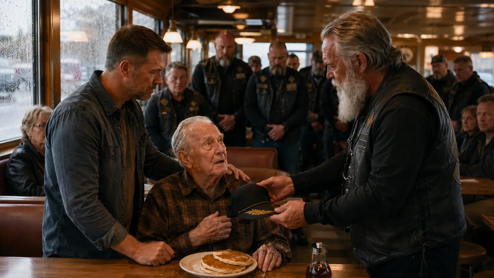 The Rich Man Slapped an 81-Year-Old Veteran in a Diner — Then Thirty Riders Walked Through the Door